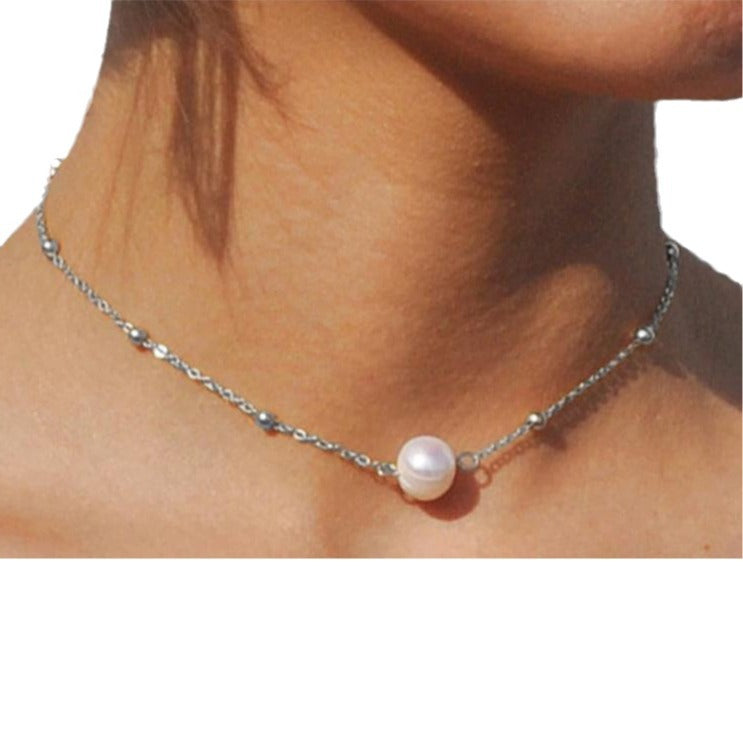 Classic Pearl Beaded Choker Necklace - Elegant and Versatile Design