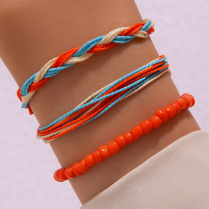 New Colorful Bohemian Ethnic Bracelet Set - Handwoven Vacation Bracelet for Women