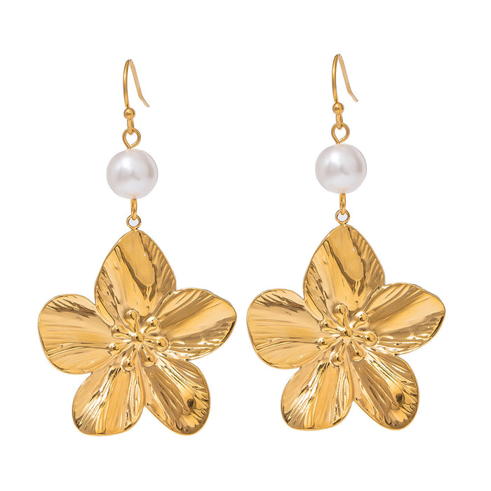 18K Gold Plated Stainless Steel Bead Drop Earrings - Three Different Sizes, Tarnish-Resistant Design