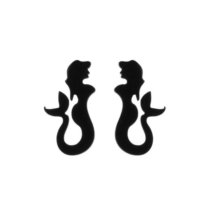 Mermaid Stainless Steel Stud Earrings - Cute and Playful Jewelry for Summer Vibes