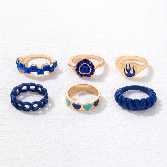 Geometric Heart Eight-Piece Ring Set