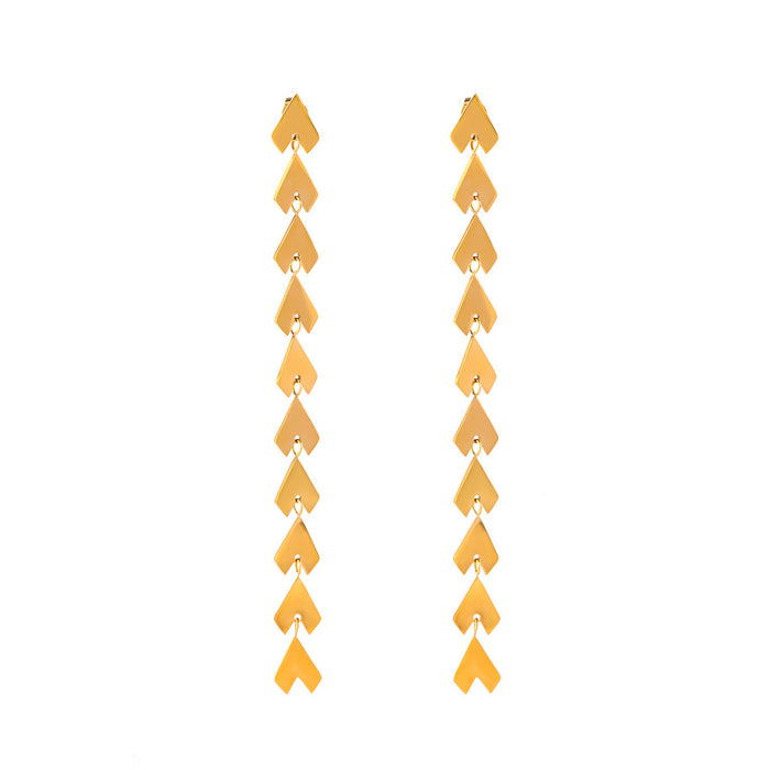 18K Gold Stainless Steel Wheat Ear Asymmetric Earrings - INS Style Tassel Pendant Jewelry