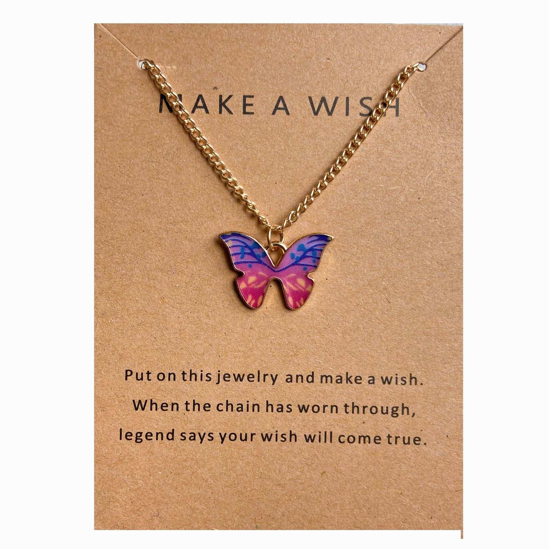 Bohemian style alloy colorful butterfly necklace