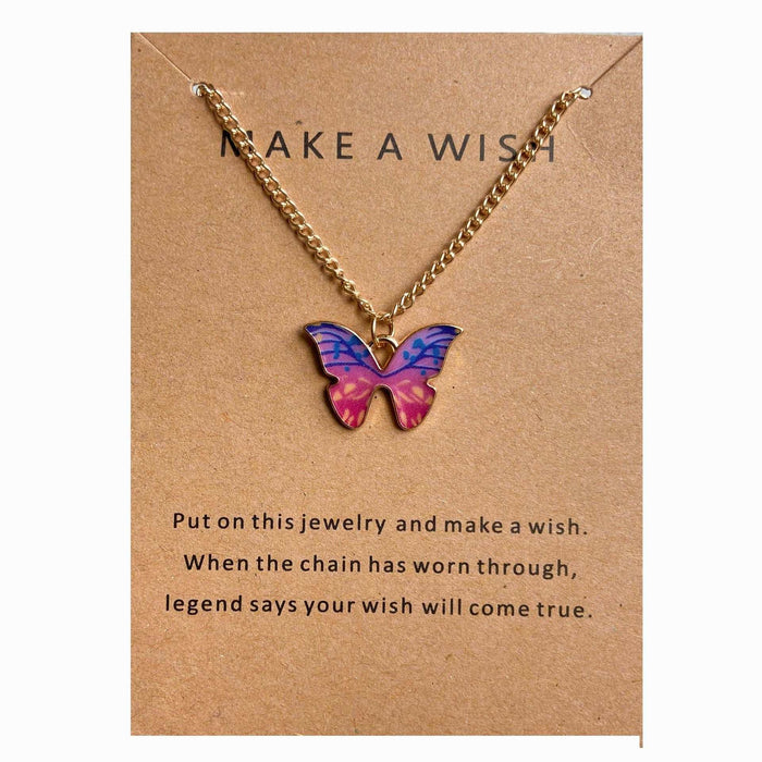 Bohemian style alloy colorful butterfly necklace