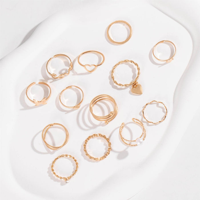 New Star Butterfly Multi-Joint Ring Set – Design-Inspired Heart Rings, 13-Piece Collection