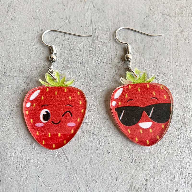 Strawberry Watermelon Earrings Acrylic Earrings - wallojewerly 