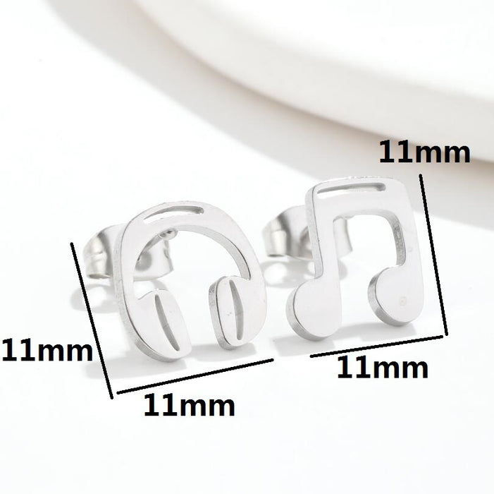 Headphone and Music Note Stainless Steel Stud Earrings - Simple and Stylish Geometric Jewelry