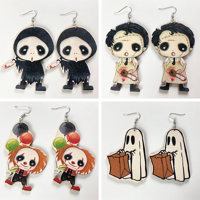 Halloween ghost wooden earrings