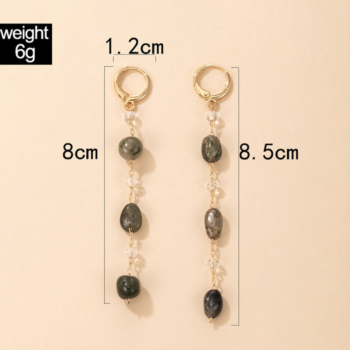 Imitation natural stone chain long temperament earrings earrings