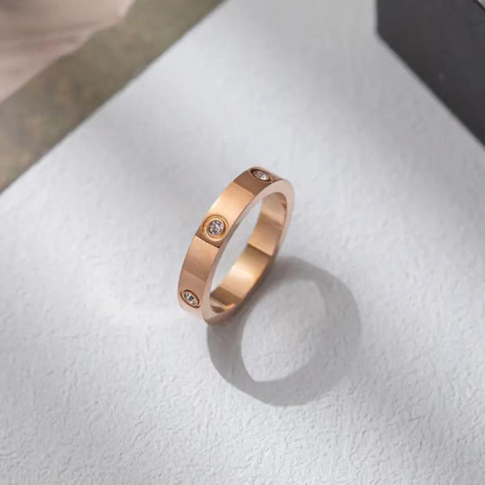 Korean style all-match zircon ring minimalist design ring