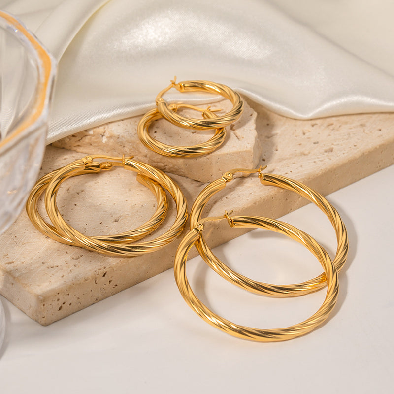 18K Gold Plated Stainless Steel Cross Earrings - Unique Design with Glossy Finish - wallojewerly 