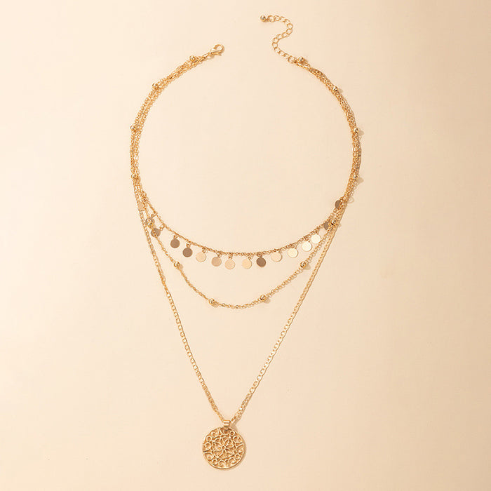 Popular Hollow Circle Pendant Necklace – Fashionable Tassel Design