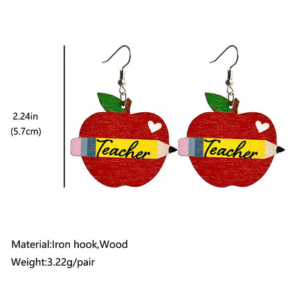 Wooden Apple Pencil Earrings