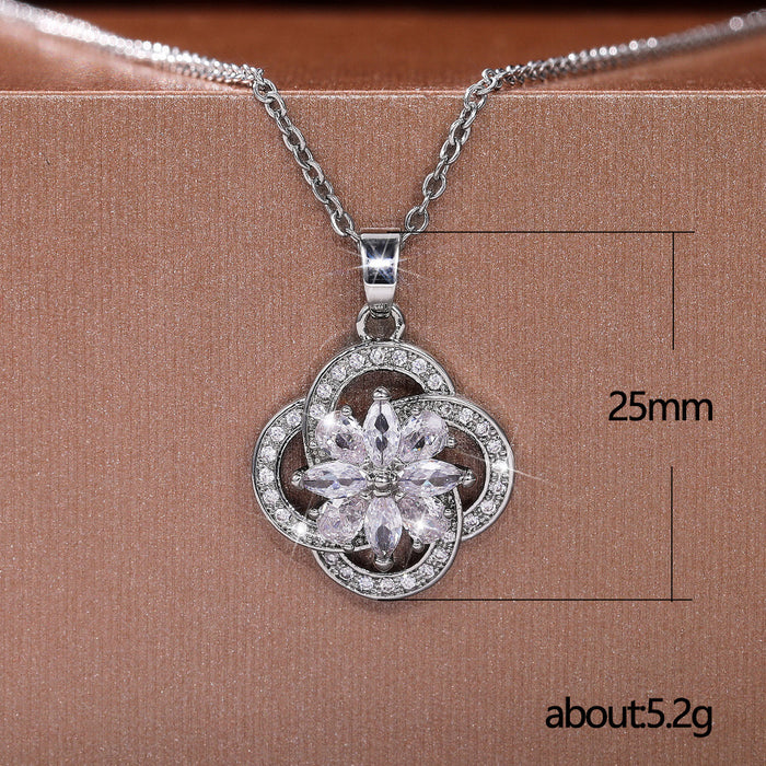 Rose gold flower pendant women's clavicle necklace