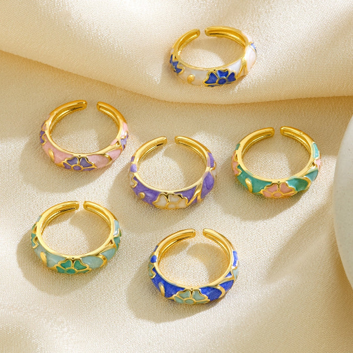 Wholesale copper dripping flower open rings
