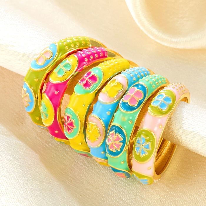 Wholesale dripping four-leaf clover open rings