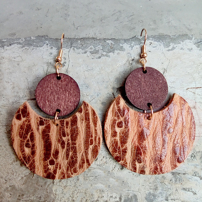 Wooden book texture earrings