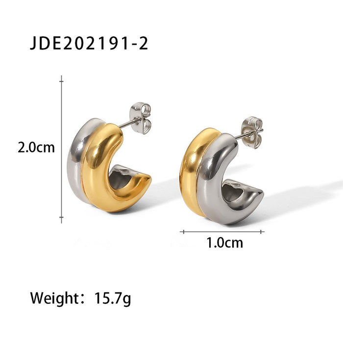 Stainless steel C-shaped earrings contrast color matching earrings titanium steel earrings