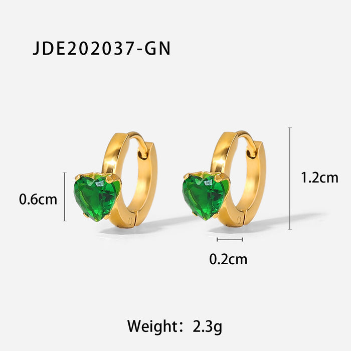 Vintage Green Zircon Jewelry Set - Stainless Steel Necklace, Earrings, Bracelet, and Ring for Women - wallojewerly 