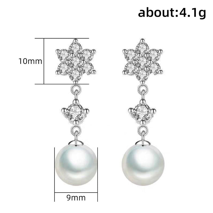 Simulation pearl earrings snowflake earrings elegant earrings