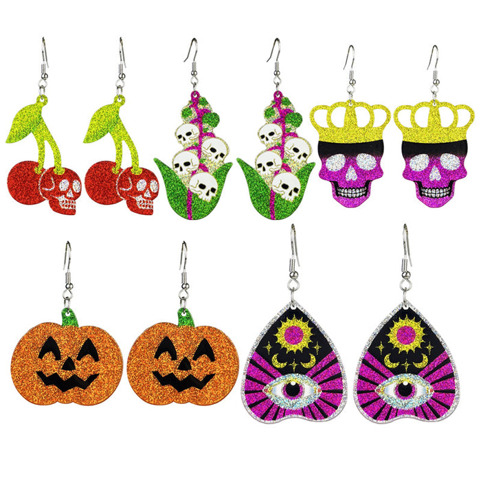 Halloween Crown Skull Acrylic Earrings