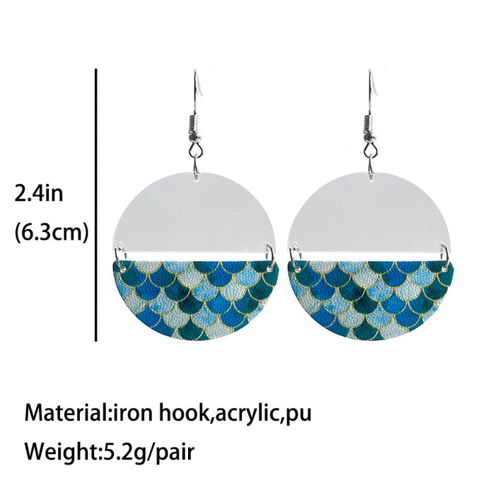 Elegant Mermaid-Pattern Acrylic Earrings - Minimalist Design for All Genders