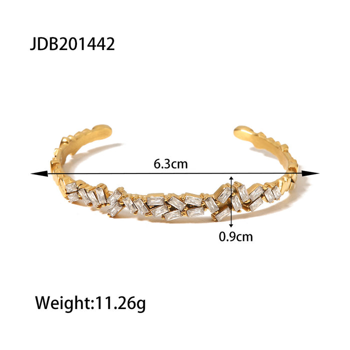 Stainless steel zircon bracelet open titanium steel jewelry