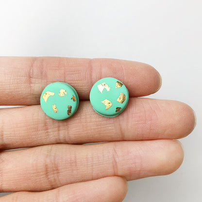 Handmade Soft Clay Earrings with Gold Foil Texture, Trendy and Stylish in a Cute and Minimalist Design