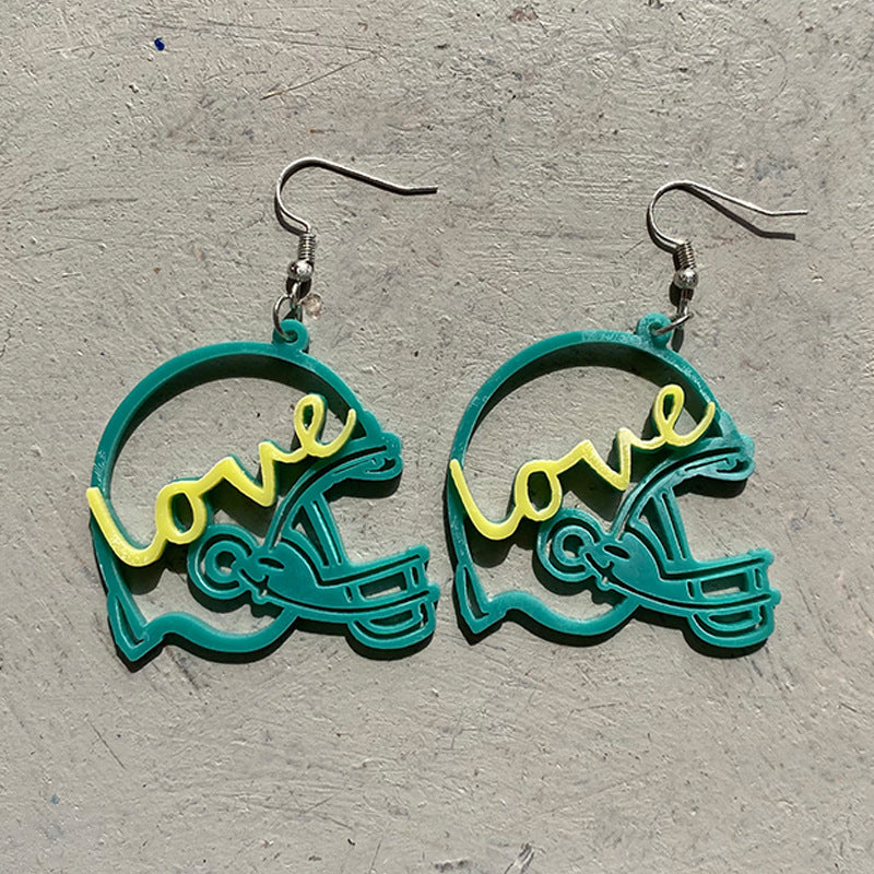 Acrylic football helmet earrings