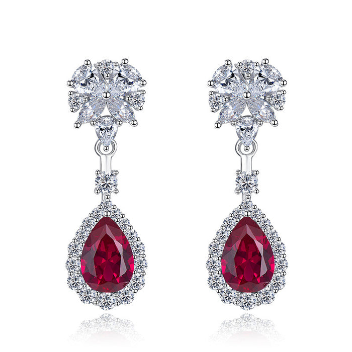Long earrings floral teardrop earrings