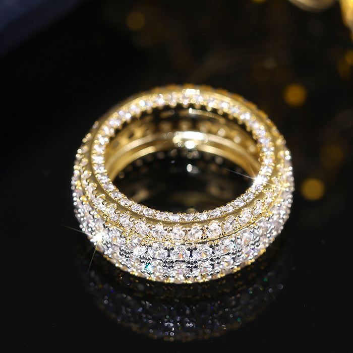 Women's two-tone micro-diamond ring