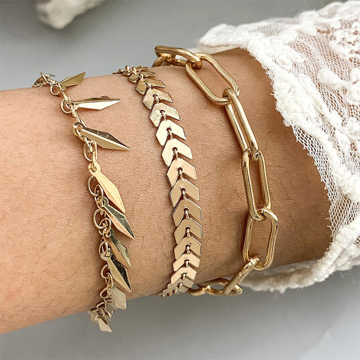 Creative Geometric Tassel Plane Chain Multi-Layer Bracelet Set - Unique Metal Chain Jewelry