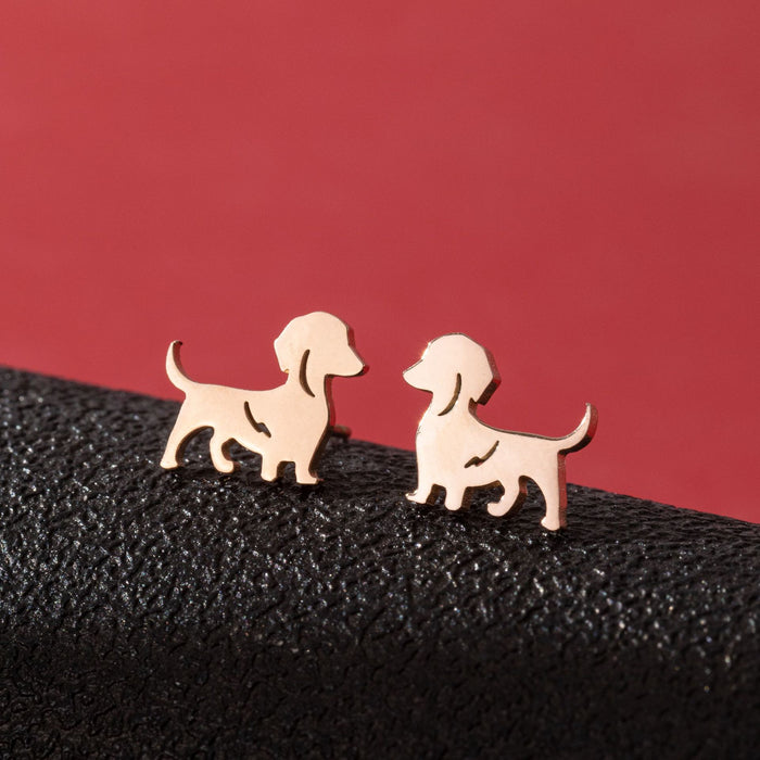 Dog Zodiac Stainless Steel Stud Earrings - Adorable and Playful Animal Jewelry