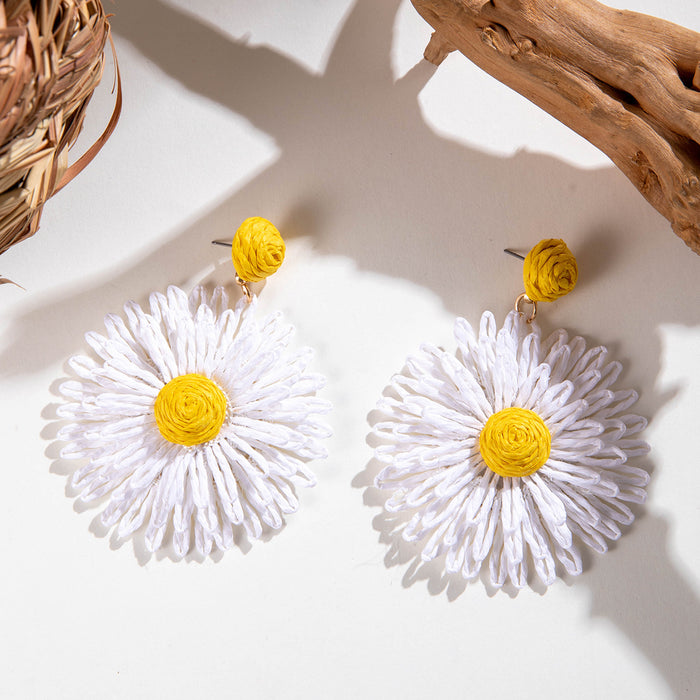 Colorful sunflower earrings Bohemian woven flower earrings