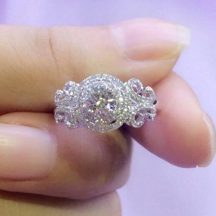 Micro-encrusted diamond zircon ring for women for engagement and wedding