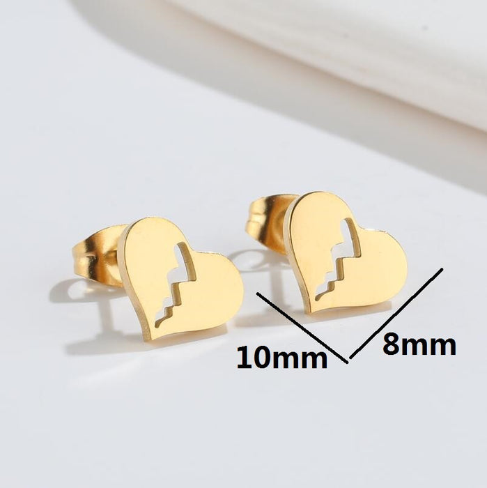 Key lock earrings, Korean and Japanese style sweet new geometric heart-shaped moon asymmetrical earrings wholesale