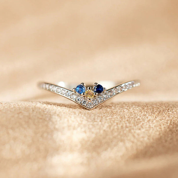 Women's colorful geometric micro-inlaid zircon ring