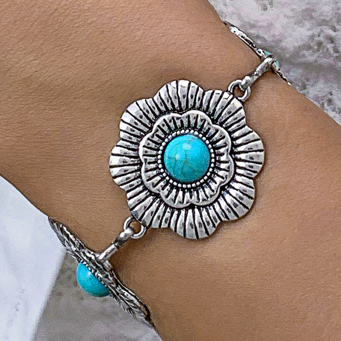 Ethnic Alloy Turquoise Bracelet Set - Bohemian Fashion Jewelry