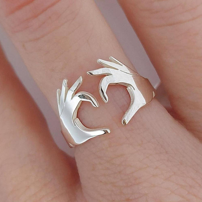 Adjustable heart ring couple gift ring