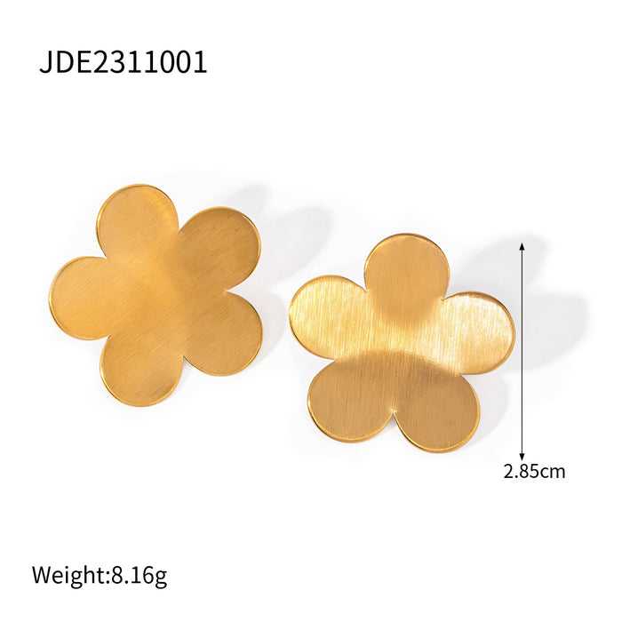 Designer 18K Gold Stainless Steel Gold-Silver Daisy Earrings - Floral Series Jewelry