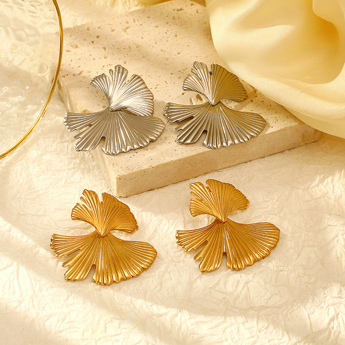 Exaggerated leaf earrings 18K gold-plated stainless steel earrings