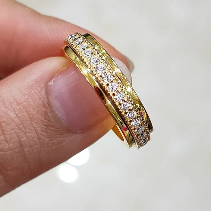 Anillos de pareja de nuevo diseño, mismo estilo para hombres y mujeres, anillo de circón completo.