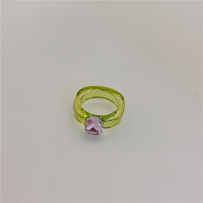 Colored Resin Resin Gemstone Ring - wallojewerly 