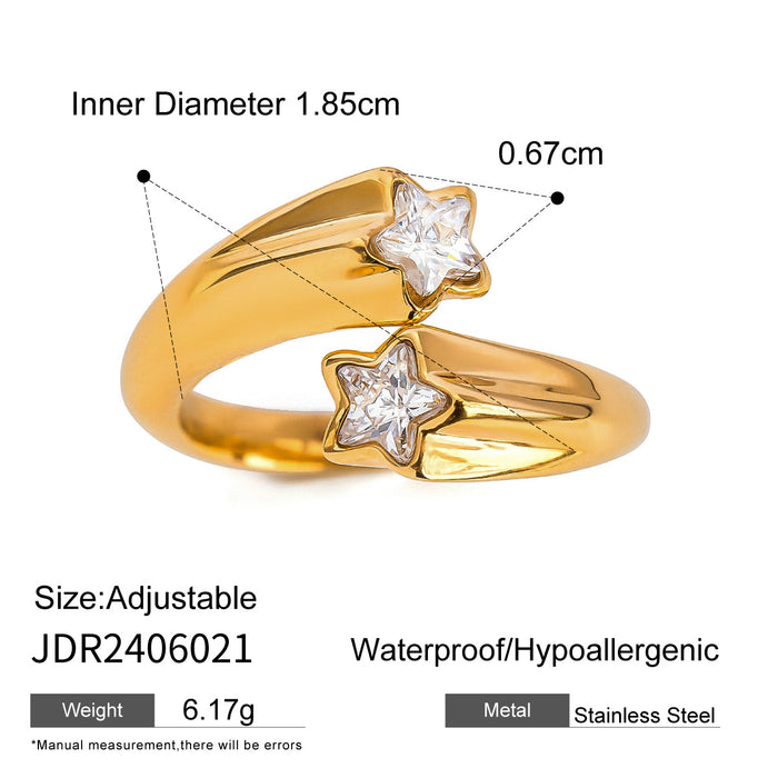 Geometric Design 18K Gold Plated Stainless Steel Ring - Exquisite Jewelry