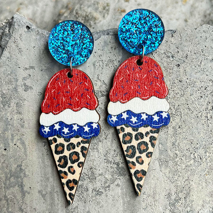 Wooden slippers patriotic earrings