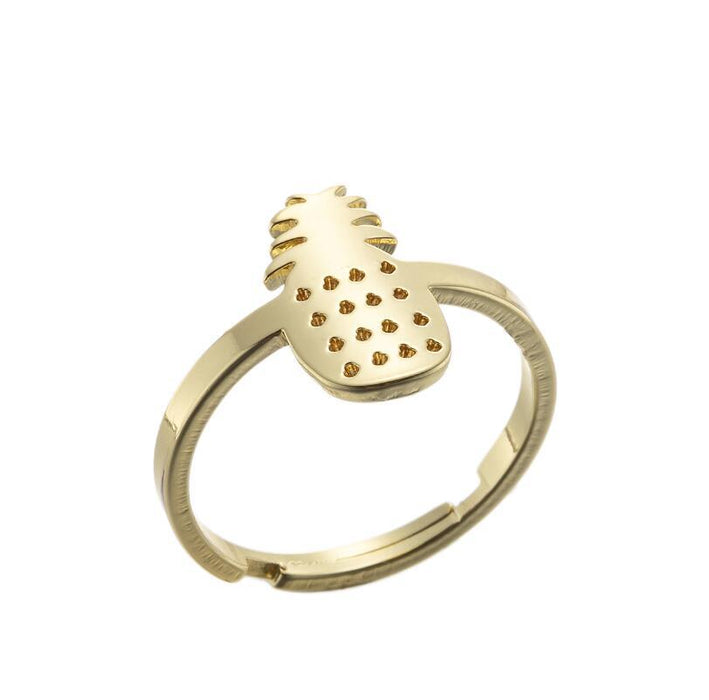 Retro hollow pineapple ring, European and American style stainless steel open ring wholesale