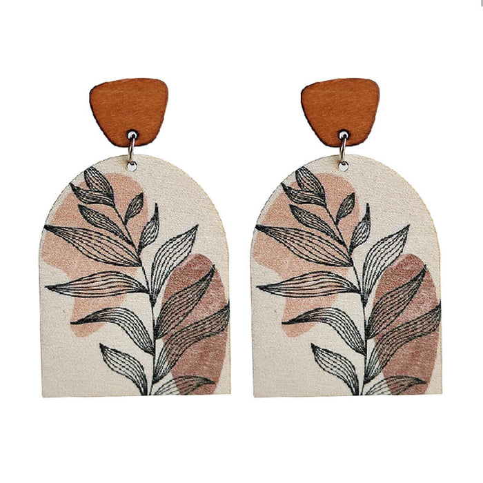 Wooden semicircular earrings