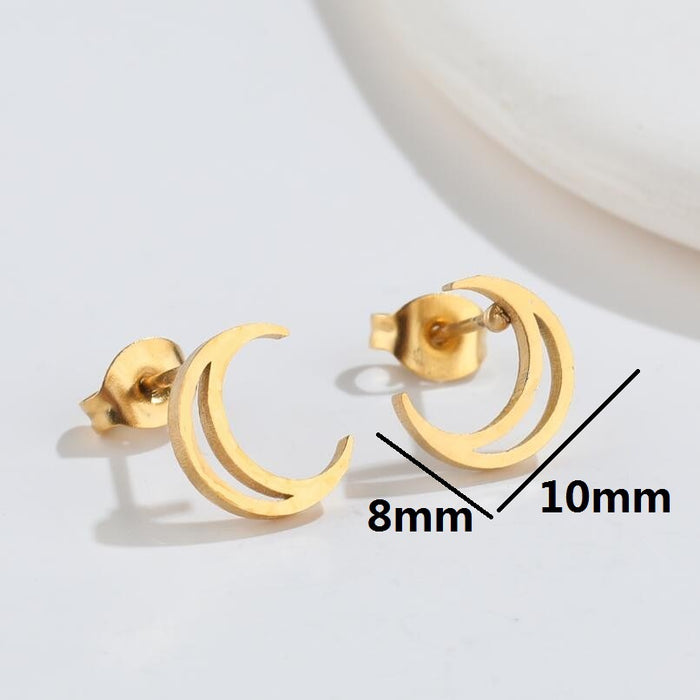 Crescent Moon Hollow Stainless Steel Stud Earrings - Elegant and Modern Jewelry