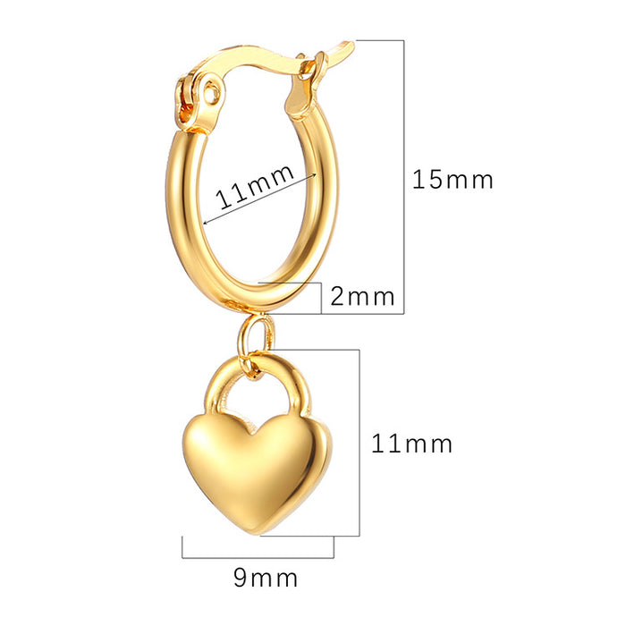 Heart Pendant Earrings Stainless Steel Geometric Titanium Steel Heart Earrings