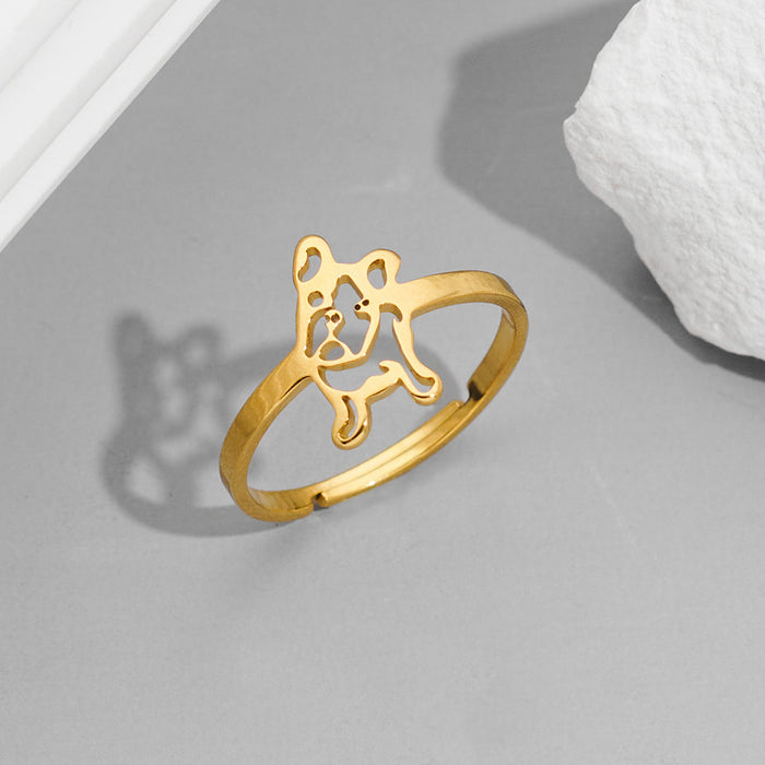 European and American INS style small animal rings, light luxury stainless steel cat and dog open rings wholesale